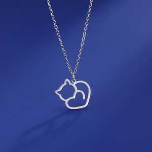 Myshape carino gattino gatto ciondolo collana in acciaio inox collo animale catena gioielli di moda regalo per le donne ragazze amico 2024 - Product Image 2