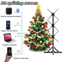 Ventilador de Escritorio 3D con Wifi de 30CM, Pantalla Holográfica, Proyector de Publicidad, Luz de Visualización Holográfica, Ventilador LED de Escritorio con Batería