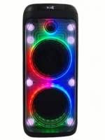 Sistema de Audio Portátil con Batería, Dos Altavoces de 8 Pulgadas, Hifi, Luces LED RGB, Micrófono Inalámbrico, 80W, 5.0, 3600mAh, Control Remoto, Micrófono Integrado, Altavoz para Exteriores