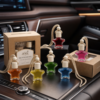 Bouteille de parfum suspendue en verre pour diffuseur de voiture, avec bouchon en bois, vide, 5ml, 8ml, 10ml, forme ronde, prête à être expédiée
