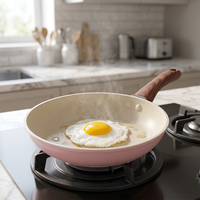 Poêle à frire antiadhésive en aluminium, poêle à sauter 16/18 cm, style américain, poignée en bakélite pour cuisinière à gaz et à induction
