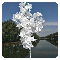Vente en gros de branches de fleurs de cerisier blanches en soie, longues tiges, 4 branches, fleurs de cerisier artificielles pour la décoration