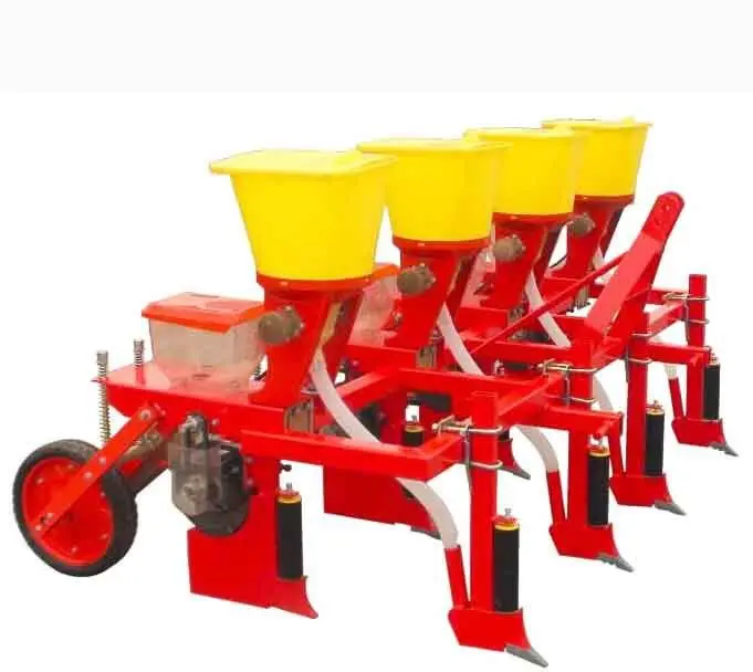 Machine agricole Semoir de maïs de précision 4 rangs Planter Haricots Maïs Arachide Usine de semis Soja Point Hitch Single Wheel Type
