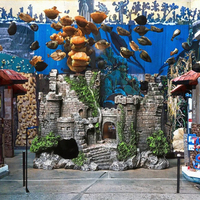 Artisanat créatif en résine poisson et crevettes traversant l'abri Aquarium décorations pour la maison pour le salon accessoires de réservoir de poissons
