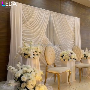 ผ้าม่านฉากหลังสีขาวทรงสี่เหลี่ยมสำหรับงานในร่ม LEDA Elegant ผ้าม่านผ้าไหมนมสำหรับงานแต่งงาน - Product Image 1
