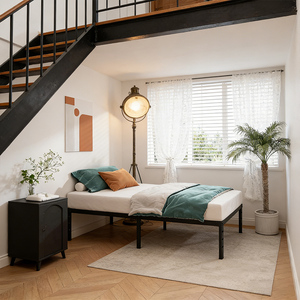 Easy Assembly Metal <strong>Bed</strong> With Noise Full Platform <strong>Bed</strong> Frame No Box Spring Needed Flat Pack Metal <strong>Bed</strong> <strong>Underbed</strong> Storage - Product Image 4
