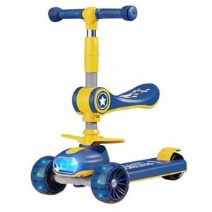 Trottinette à 3 roues lumineuse et pliable en acier pour enfants, siège amovible – Cadeau idéal pour garçons et filles – Offre spéciale - Product Image 1