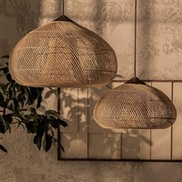 Lampe suspendue en rotin bohème Wabi Sabi, lampe suspendue en bambou faite à la main, éclairage de plafond rustique nordique pour salle à manger