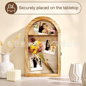 Cadre photo en bois pour la maison, cadre de rangement à rabat en bois pour fleurs séchées, décoration murale en bois massif pour salon - Product Image 3