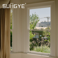 Fenêtre à guillotine simple de style américain SUNGYE, double vitrage trempé, verrouillage métallique, fonction de suspension, en aluminium pour villa, idéale pour la rénovation de maison