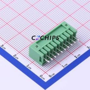 KF2EDGV-2.54-10P Plug-in Terminal Block Through hole,P=2.54mm Connector Board-to-Board / Socket - Closed 1x10P 2.54mm Green - Product Image 1