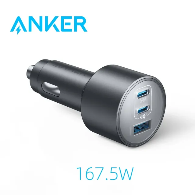Anker USB-C Car Charger, 167.5W Max 3-Port Fast Car Charger