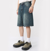 New Arrival Vintage 100% Cotton 420GSM Custom Logo Monkey Washed Vintage Zip Fly Breathable Wholesale Blank Denim Shorts for Men