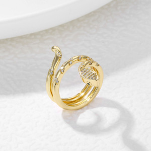 Bestseller Verstellbare Offene Schlangen-Messingringe mit Zirkonia 18K <span class=keywords><strong>Gold</strong></span> Vintage Schlangenförmiger Dünner <span class=keywords><strong>Ring</strong></span> für Damen und Herren - Product Image 6