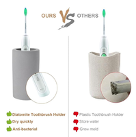 Porte-brosse à dents en diatomite, absorption d'eau, séchage rapide, organisateur de comptoir de salle de bain, support pour dentifrice, pinceaux de maquillage