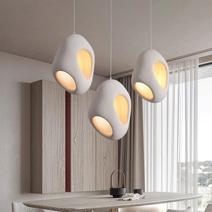 Japanese Style Wabi Sabi Pendant <b>Light</b> Oval White Led <b>Chandelier</b> For Living Room Dining Room Modern Minimalist Design - Product Image 2