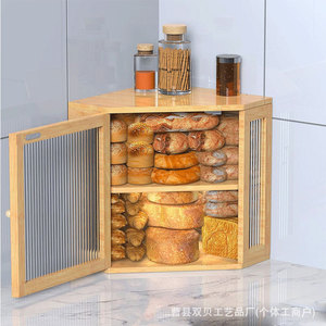 Boîte de rangement à double couche en bambou pour le pain, les pâtisseries, les toasts, et autres snacks – Idéale pour la cuisine - Product Image 1