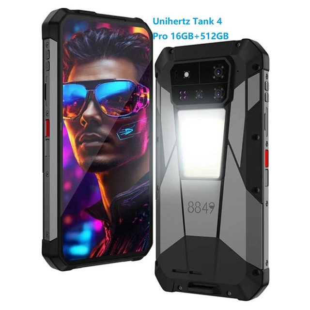 Unihertz Tank 4 Pro Projector Rugged Smartphone 16GB+512GB 5G Night Vision Waterproof Outdoor Phone with NFC