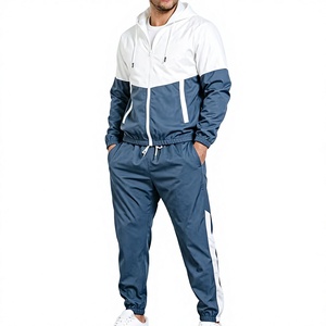 Men's Solid Breathable 340g Hoodie Jogger Set Casual Winter Wear Knitted Polyester Cotton Sweatshirt Pants Outfit - Product Image 1