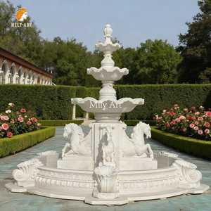 밀리 화이트 대리석 말 분수 야외 빌라 안뜰 장식을위한 3 계층 디자인 유럽 스타일 - Product Image 2