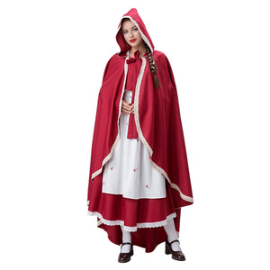 Adult Women's <b>Little</b> <b>Red</b> Riding Hood Costume Long Dress Set Cosplay Role Play Clothing Spring 2025 Europe America Southeast Asia - Product Image 2