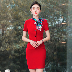 Women's Flight Attendant Uniform Business Suit Long Sleeve Polyester Stewardess Uniform For Airline <b>Work</b> - Product Image 4