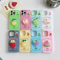 Anime schattige cartoon epoxy fruit Hello Kitty spiegel telefoonhoesje voor iPhone 17 Air 16 15 Plus 14 Pro Max 13 12 Stootbestendige achterkant hoesje
