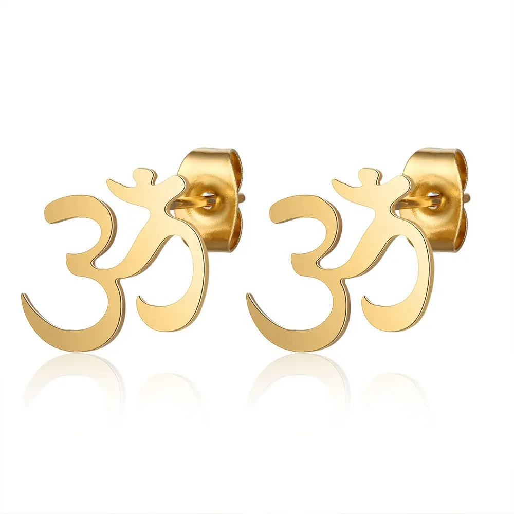 High Quality Simple Stainless Steel Hamsa Hand OM Yoga stud earrings for Women Simple Jewelry Gift Never Tarnish Dropshipping
