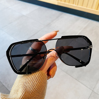Lunettes de soleil polygonales vintage orange et violettes personnalisées avec logo, montures surdimensionnées en alliage transparentes pour femmes et hommes