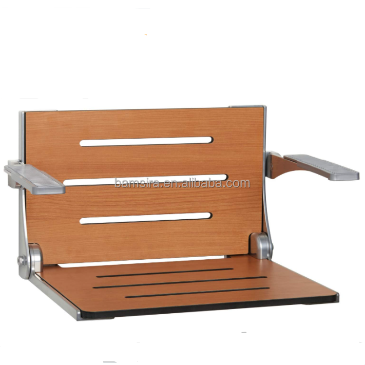 Comfort Shower, Teak Seat with Silver Frame and Pads 20.94*16*12.75Inch