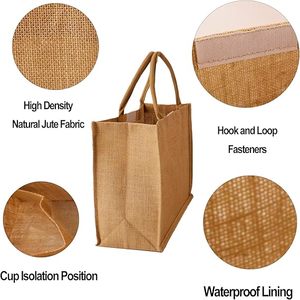 Custom Laminated <b>Large</b> Capacity Perfect Advertising logo Beach Shopping Wedding <b>Gift</b> Tote Flower Jute <b>Bag</b> - Product Image 2