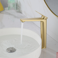Robinet de lavabo de luxe en laiton brossé doré, mitigeur monocommande chaud/froid pour lavabo
