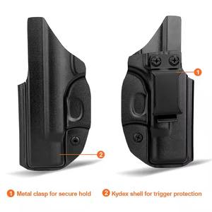 Iwb Hunting Kydex Gun <span class=keywords><strong>Holster</strong></span> Zwart Verborgen Draagtas Binnenkant Tailleband Met Verstelbare Cant Posi-Click Retentie Ontworpen Voor G26 - Product Image 3