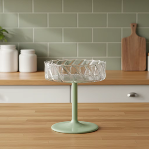 Verre à <span class=keywords><strong>champagne</strong></span> Aqua Jade en borosilicate soufflé à la main, verre coupe à rayures transparentes - Product Image 4