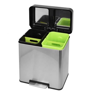 40 liter pedal sorting stainless steel recycling <strong>square</strong> <strong>bin</strong> for industrial trash can - Product Image 1