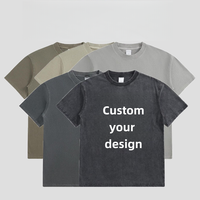 T-shirt personnalisé 100 % coton épais délavé style vintage, T-shirt homme avec logo personnalisé, personnalisation à faible MOQ, T-shirt vierge délavé