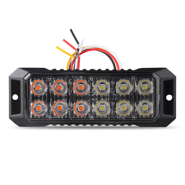 LED-12K 12V 12W 500-520LM 15 Selectable Patterns Warning Emergency Strobe Light for Truck & Motorcycle with 4 LED Side Flashing