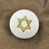 Nuevo Kipá Tejida a Mano de Algodón, Gorro Judío con Estilo de Imagen para Adultos, Bodas, Ceremonias de Bar Mitzvah, Color Blanco
