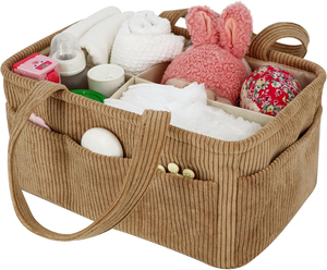 Panier de rangement pour bébé, organiseur de couches et accessoires, panier portable avec compartiments, panier de rangement pour bébé - Product Image 2