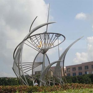 Estatua de Girasol de Acero Inoxidable para Exteriores, Grande, Resistente al Agua, Escultura Moderna de Flor para Montar en el Suelo, en Venta - Product Image 2