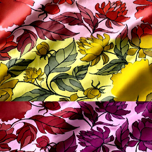 Tissu satiné en coton biologique léger et écologique à imprimé floral pivoine baroque, satiné de qualité supérieure et brillant - Product Image 3