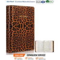 Housse de protection pour Bible en cuir PU à imprimé léopard, étui de transport pour livre, sac de protection pour l'église, les voyages et le quotidien, logo personnalisé OED ODM