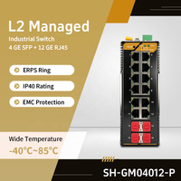 4 SFP + 12 RJ45 L2 Managed Gigabit Switch SNMP QoS Dual Power 32Gbps Bandwidth Crane Steel Mill Industrial SH-GM04012-P