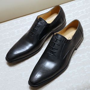 High-quality Classic Full-grain Oxford Leather Men's Lace-up Handcrafted Formal Business <b>Shoes</b> Square Toe Breathable <b>Height</b> - Product Image 3