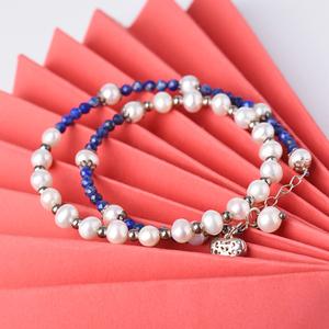 925 <b>Solid</b> Sterling <b>Silver</b> Beaded <b>Bracelet</b> High Quality Natural Lapis Heart GIA Certified for Wedding Engagement Anniversary - Product Image 5