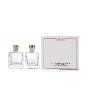 Transparent Glass Square <b>Reed</b> <b>Diffuser</b> Bottle Set With Cork Stopper Gold Lid 3 Sizes Aromatherapy Home Fragrance - Product Image 2