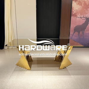Superventas nuevo estilo creativo Rectangular oro Acero inoxidable comedor recepción boda Hotel mesa para salón de banquetes - Product Image 5