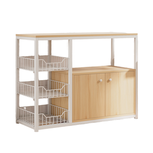 YQ Hot Selling Modern Metal Eco-Friendly Kitchen Island Cart with 3 <b>Shelves</b> Multi-Layer Storage Sideboard Cabinet - Product Image 3