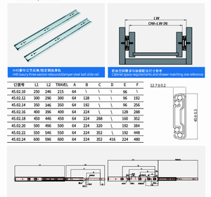 Tủ hồ sơ dễ dàng cài đặt nhiệm vụ nặng nề ngăn kéo đường sắt kênh kim loại bóng mang Telescopic kênh ngăn kéo trượt dưới đáy núi - Product Image 3