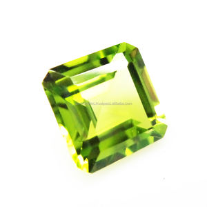 Pierres précieuses de péridot naturel en gros, 9x9 mm, coupe coussin/ovale facettée, pierres brutes pour la fabrication de bijoux |   Certifié vert par un tiers - Product Image 3